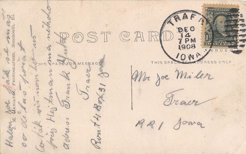 F1/ Traer Iowa Real Photo RPPC Postcard 1908 Main Street Stores