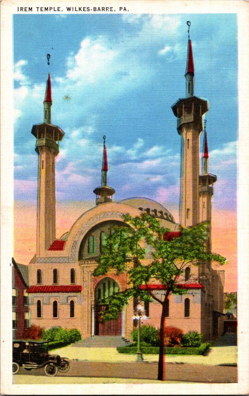 Irem Temple Mosque Wilkes Barre PA early view c1915-20 old car sunset Islam 