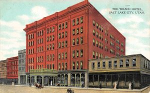 Salt Lake City, UT Utah  WILSON HOTEL & Street Scene  ca1910's Vintage Postcard