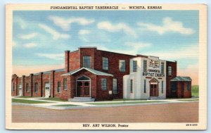 WICHITA, Kansas KS ~ FUNDAMENTAL BAPTIST CHURCH Pastor Art Wilson 1940s Postcard