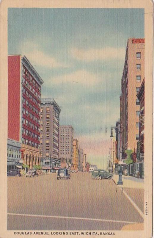 Kansas Wichita Douglas Avenue Looking East 1940 Curteich