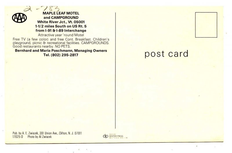 VT - White River Junction. Maple Leaf Motel & Campground