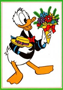 Walt Disney Productions Donald Duck With Flowers