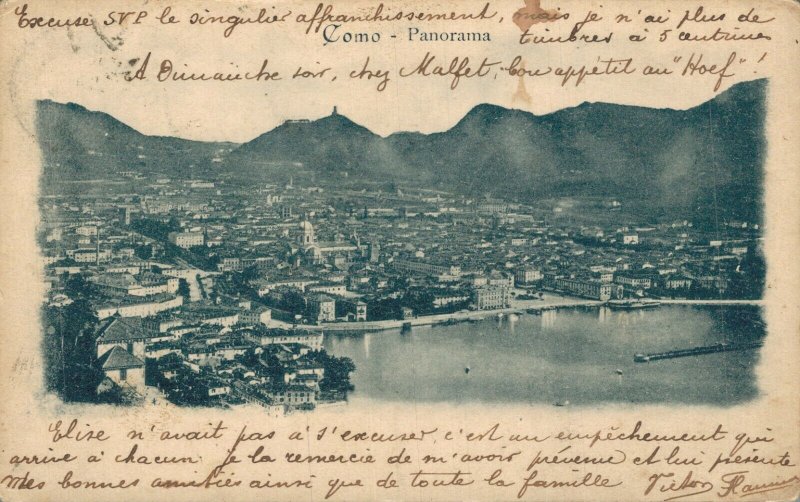 Italy Como Lake Panorama Vintage Postcard 08.39