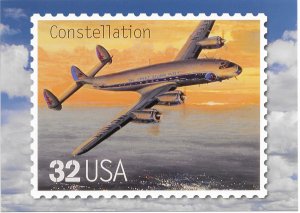 US Aircraft. unused. Constellation. 5X7 Includes matching stamp #3142m. Nice