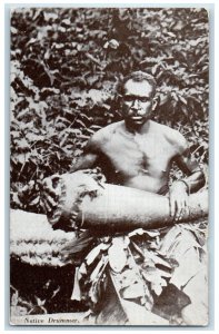 c1940's Native Drummer in Thursday Island Australia Unposted Vintage Postcard