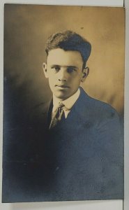 Real Photo Early 1900s Young Man Portrait Postcard P14