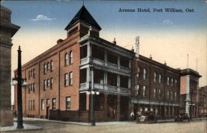 Fort William Ontario Avenue Hotel Street Scene c1910 Vintage Postcard