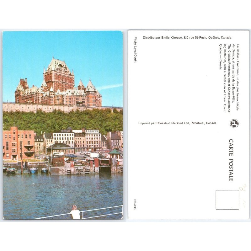 Postcard Chateau Frontenac Quebec Canada Famous Landmark