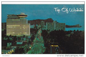 Dramatic Night View, Kalakua Avenue, Top of Waikiki, Oahu, Hawaii, 40-60s