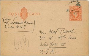 Entier Postal Stationery Postal Britain Great Britain to New York