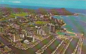 Hawaii Waikiki As Seen From The Air Approaching From The Honolulu City Side