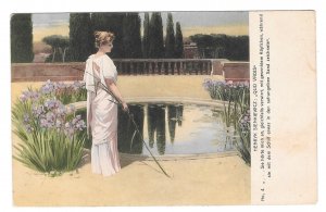 Quo Vadis She drew a fish in the sand Henryk Sienkiewicz 1913 Raczynski Postcard