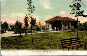 Postcard MO Kansas City Holmes Square Benches Litho-Chrome ~1905 K34