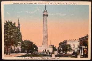 Vintage Postcard 1915-1930 Washington Monument, Baltimore, Maryland (MD)