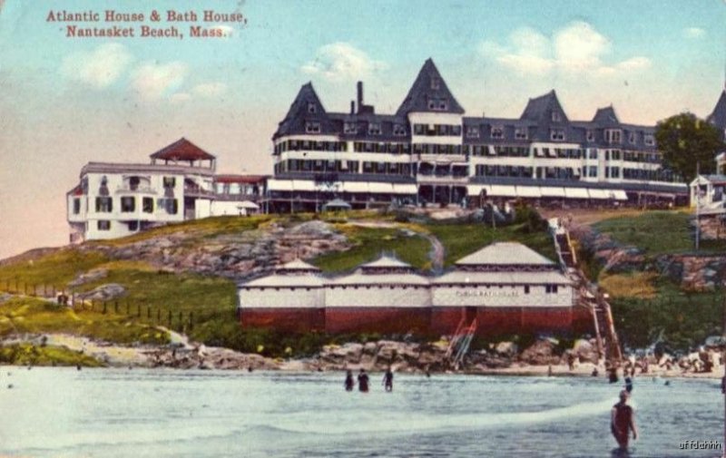 NANTASKET BEACH, MA ATLANTIC HOUSE AND BATH HOUSE 1915