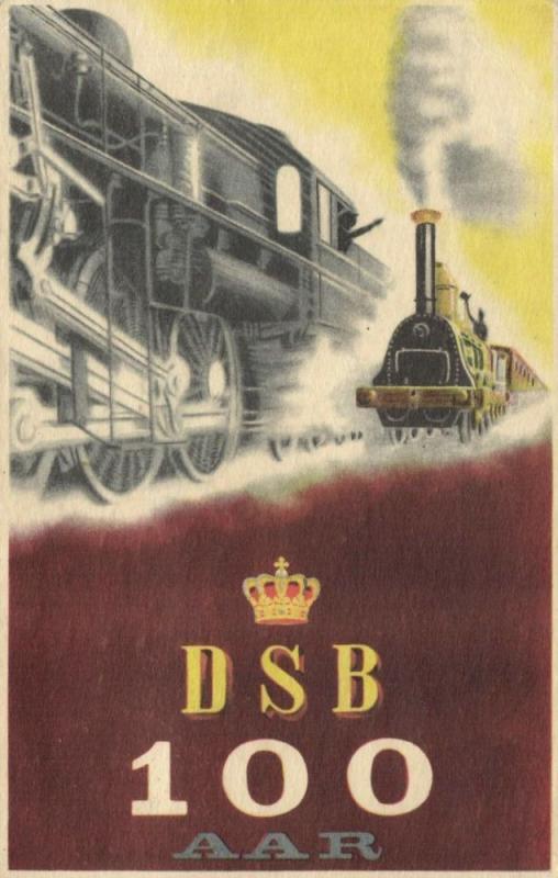 denmark, 100 Aar DSB, Danish State Railways (1947) Stamps