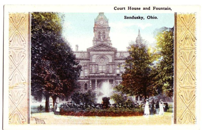 Old SANDUSKY Ohio Postcard COURT HOUSE Art Deco c1910