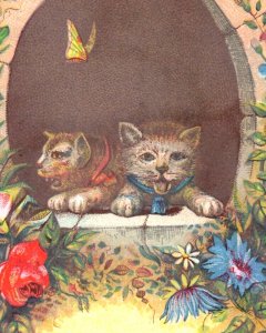 1881 Victorian Trade Cards Adorable Cats Horses Dogs Set Of 4 F137