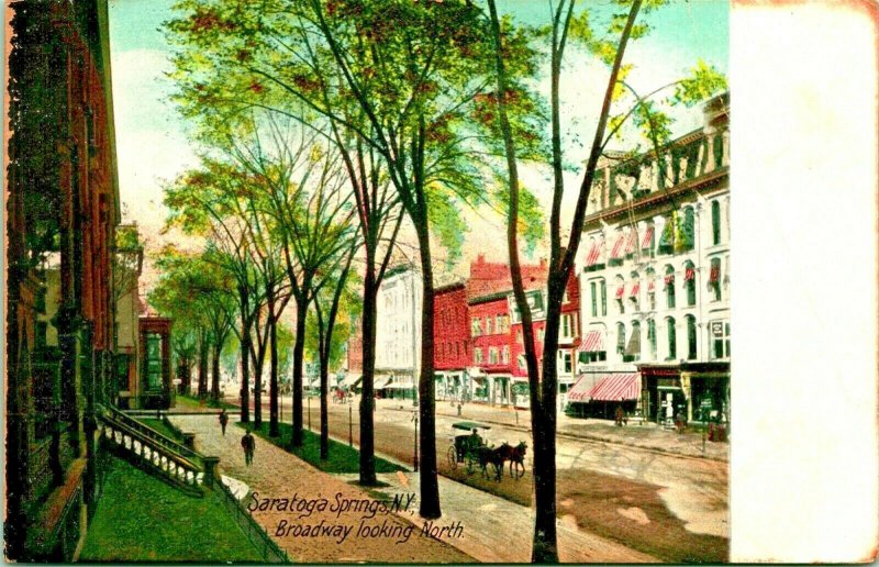 Broadway Street Looking North Saratoga Springs New York NY UNP UDB Postcard