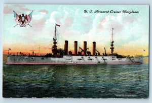 Maryland Postcard US Armored Cruiser Warship Navy Battleship WWII c1910 Vintage