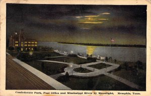 c.'19 Civil War, Confederate Park at Night, Memphis, Tenn, MSG, Old Postcard