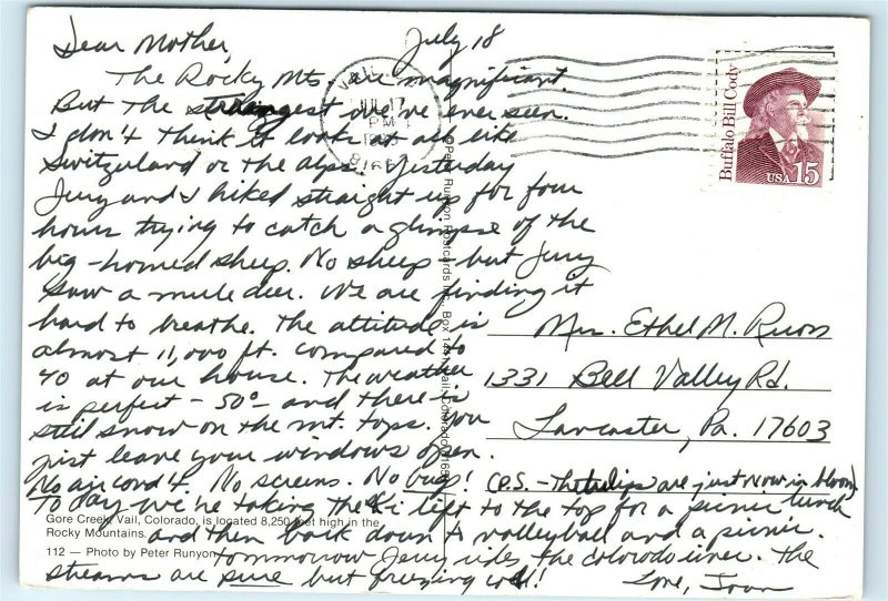 Vail Colorado CO Gore Creek 1980s Vintage 4x6 Postcard D34