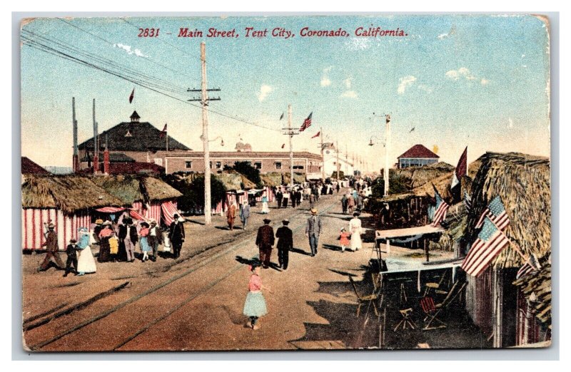 Main Street View Tent City Coronado California CA UNP DB Postcard G18