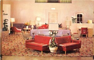 Cleveland Ohio c1960 Postcard hotel Auditorium Lobby Leather Sofas