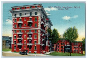 Omaha Nebraska NE Postcard Hamilton Apartments 24th Street Exterior 1912 Antique