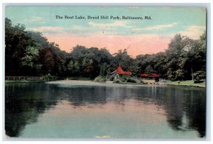 1912 The Boat Lake Druid Hill Park Baltimore Maryland MD Antique Postcard