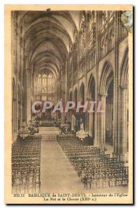 Old Postcard Basilica of St. Denys Interior Church The Nave and Choir