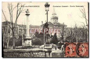Old Postcard Aix en Provence Granet Fontaine Ecole Normale