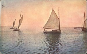 A/S Wyer Nantucket Massachusetts MA Sailboats Homeward Bound Vintage Postcard