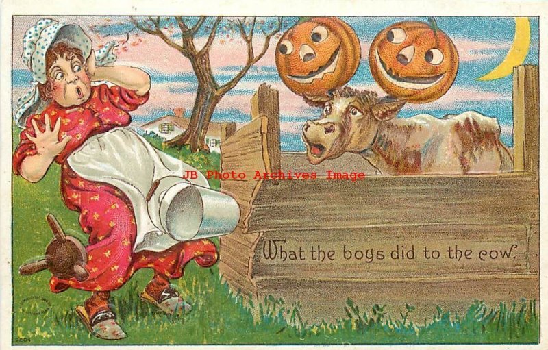 Halloween, Julius Bien 1909 No 9800-05, Set of 6 Postcards, Pranks, JOLs, Witch 