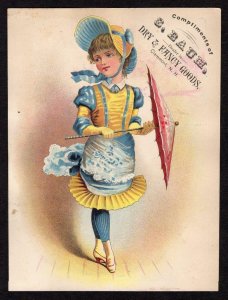 CLAREMONT NEW HAMPSHIRE*NH*S BAUM & CO*DRY & FANCY GOODS*GIRL W/PARASOL & HAT