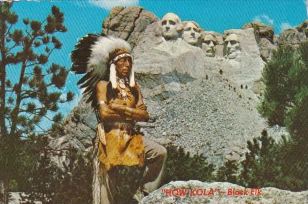 Sioux Indian Warrior Black Elk and Mount Rushmore