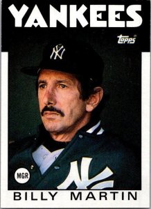 1986 Topps Baseball Card Billy Martin Manager New York Yankees sk10744