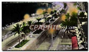 Postcard Modern Nice La Promenade des Anglais night effect