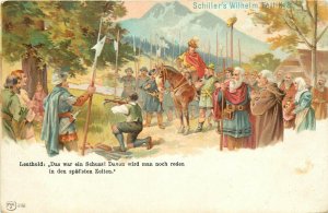 Undiv. Back Swiss Postcard 8 William Tell Shoots Crossbow at Apple on Son's Head