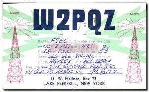 Postcard Old Telegraphie W2PQZ Hellman Lake Peekskill NY