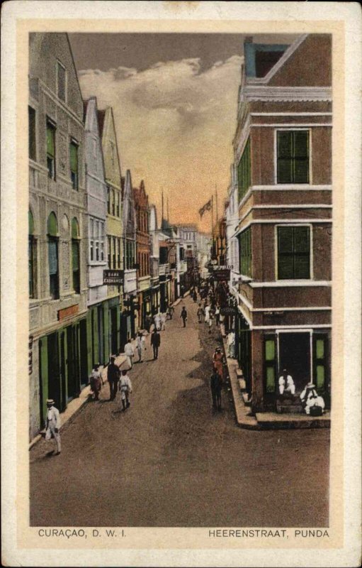 Curacao West Indies Street Scene Heerenstraat Punda c1910 Vintage Postcard