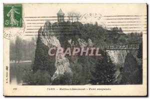 Postcard Old Paris Buttes Chaumont Suspension Bridge