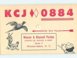 Pre-1980 RADIO CARD - CB HAM OR QSL Winston-Salem North Carolina NC AH1782