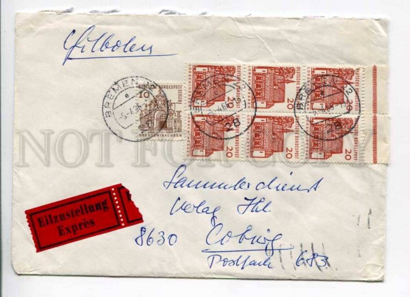 421759 GERMANY 1966 year Bremen real posted Express COVER