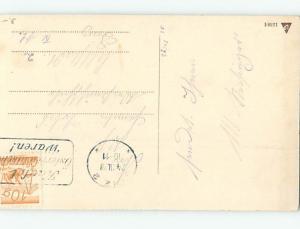 Pre-Linen foreign BEAUTIFUL MALE AND FEMALE DEER BY THE ICY RIVER HL9552