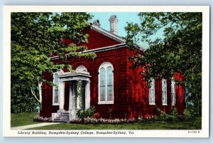 Hampden-Sydney Virginia VA Postcard Library Building Hampden-Sydney College 1940