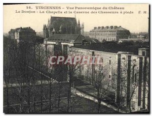 Postcard Old Vincennes castle panoramic view of the Donjon and the Chapel Bar...