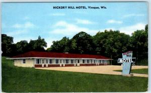 VIROQUA, Wisconsin  WI   Roadside HICKORY HILL MOTEL  c1940s Linen  Postcard