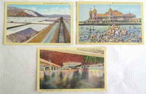 LOT OF 3 ANTIQUE POSTCARDS - SALT LAKE CITY UTAH DEAD SEA BATHERS RAILROAD